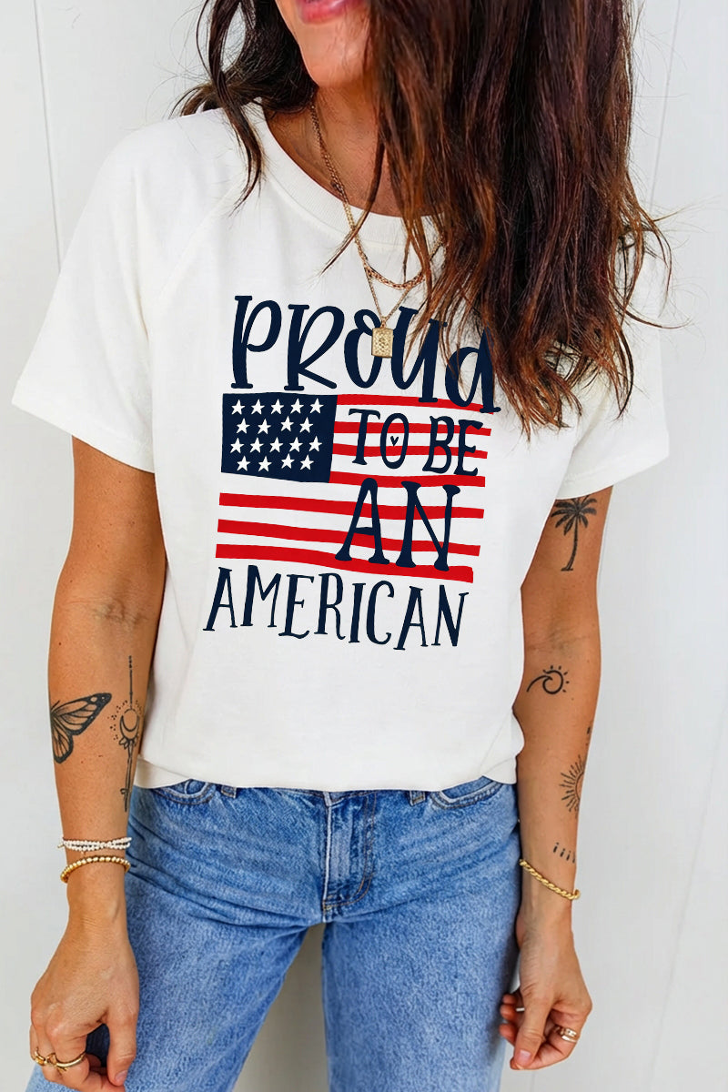 Independence Day Proud American Flag Graphic Tee Top