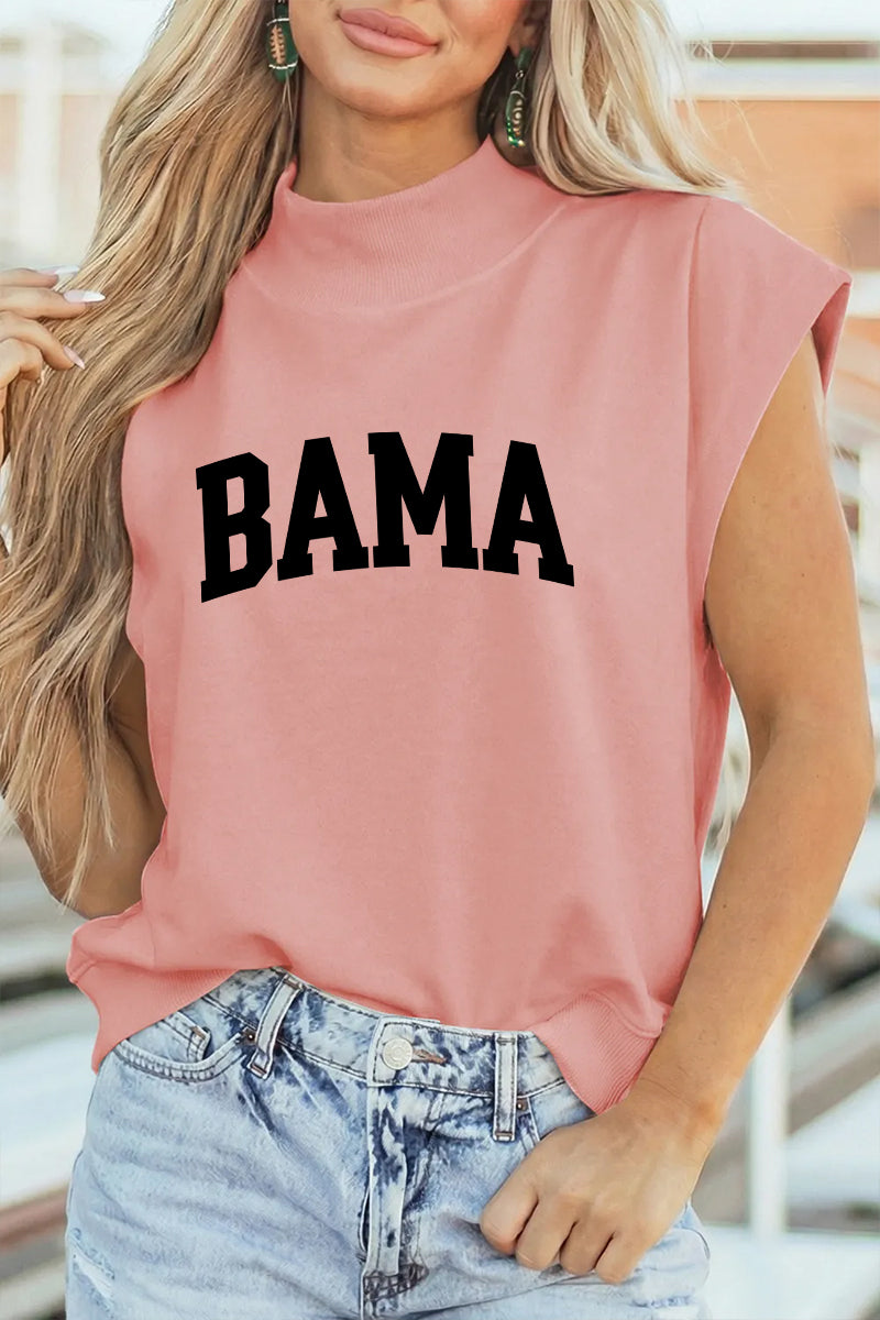 College Cotton Graphic Tee Casual Bama Sleeveless Tee