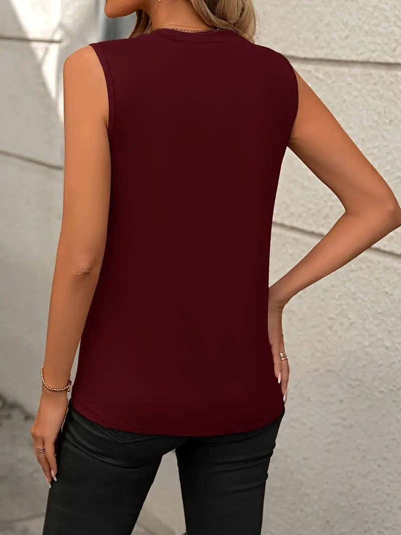 Sleeveless Knit Tank Top Women Loose Fit Solid Color