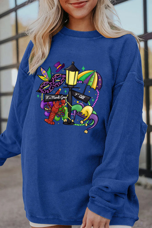 Mardi Gras Purple Green Gold Festive Graphic Pullover