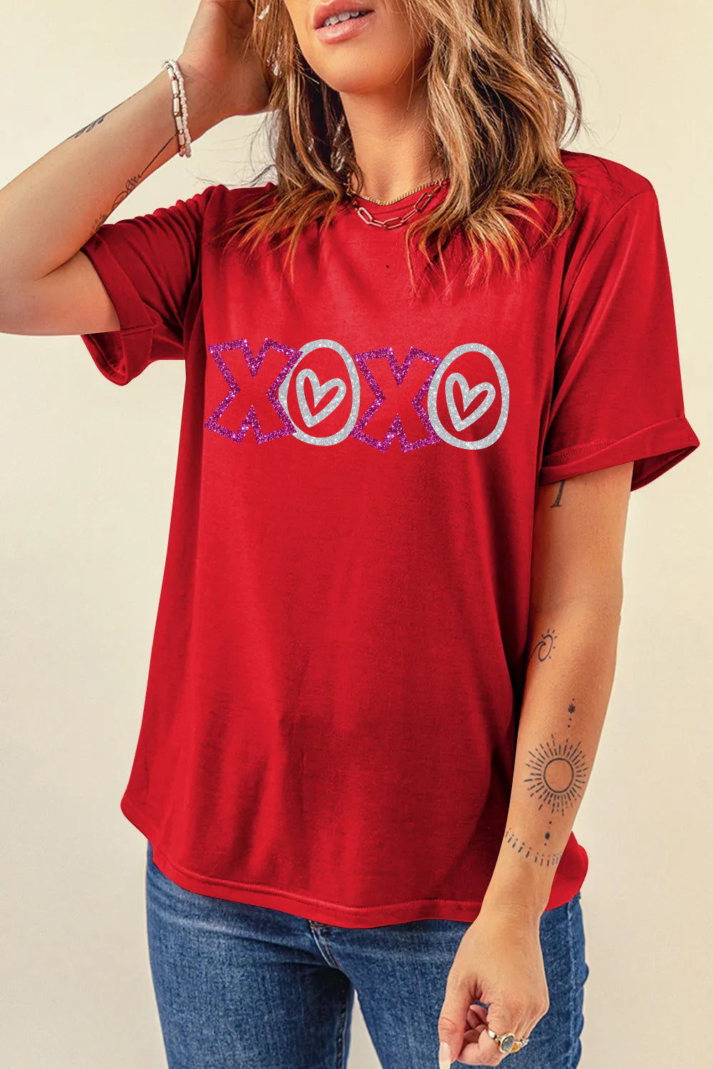Valentine’s Day Glitter XOXO Heart Tee