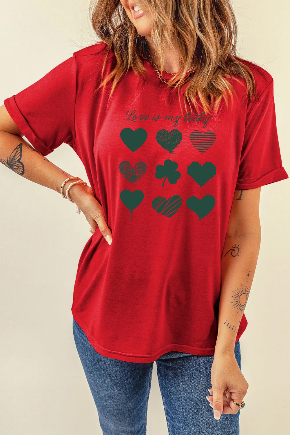 St Patricks Day Love Shamrock Heart Graphic T-Shirt