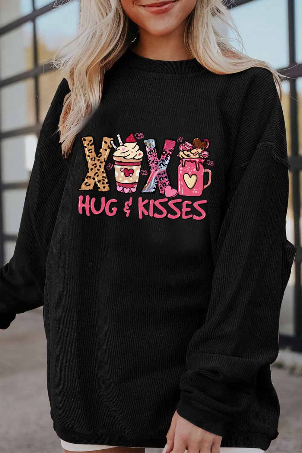 Valentine’s Day XOXO Hug Kisses Graphic Sweatshirt