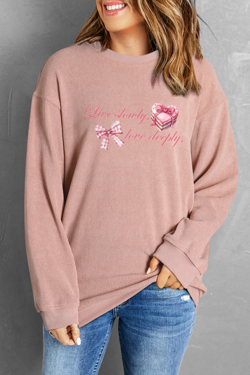 Valentine's Day Live Slowly Love Deeply Graphic Sweatshirt