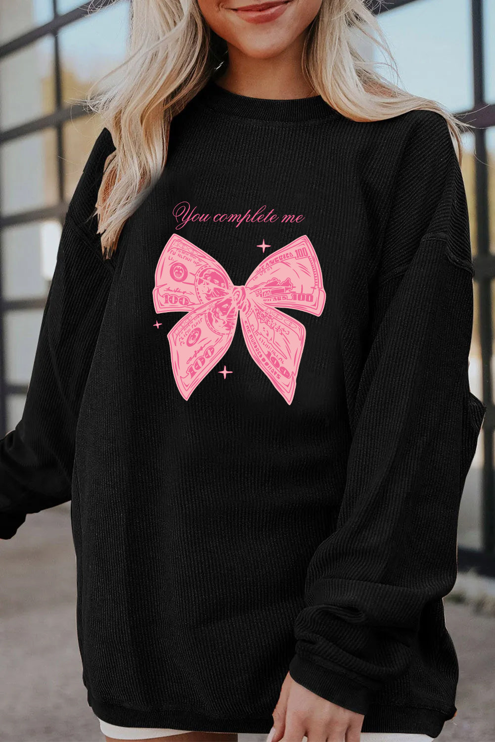 Valentine’s Day Pink Bow Graphic Sweatshirt