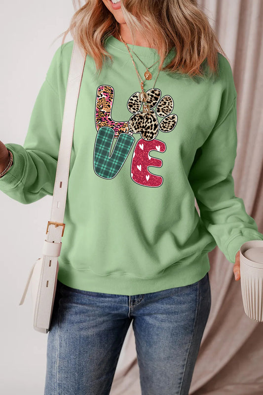 Valentine’s Day Leopard Paw LOVE Graphic Sweatshirt