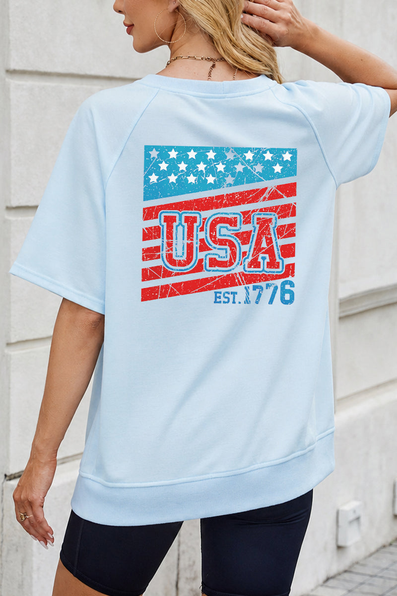 Oversized USA Back Print Fourth of July Tee