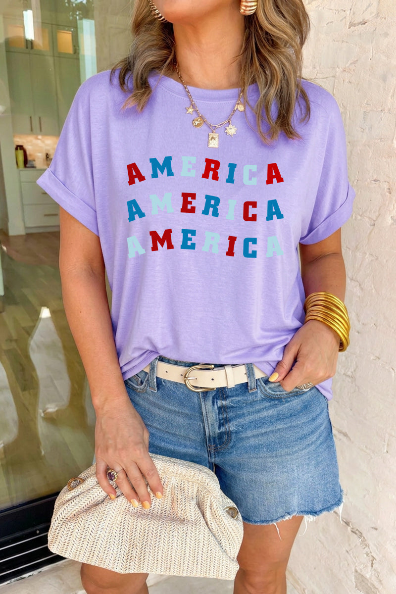 Women 4th of July America Graphic T Shirt