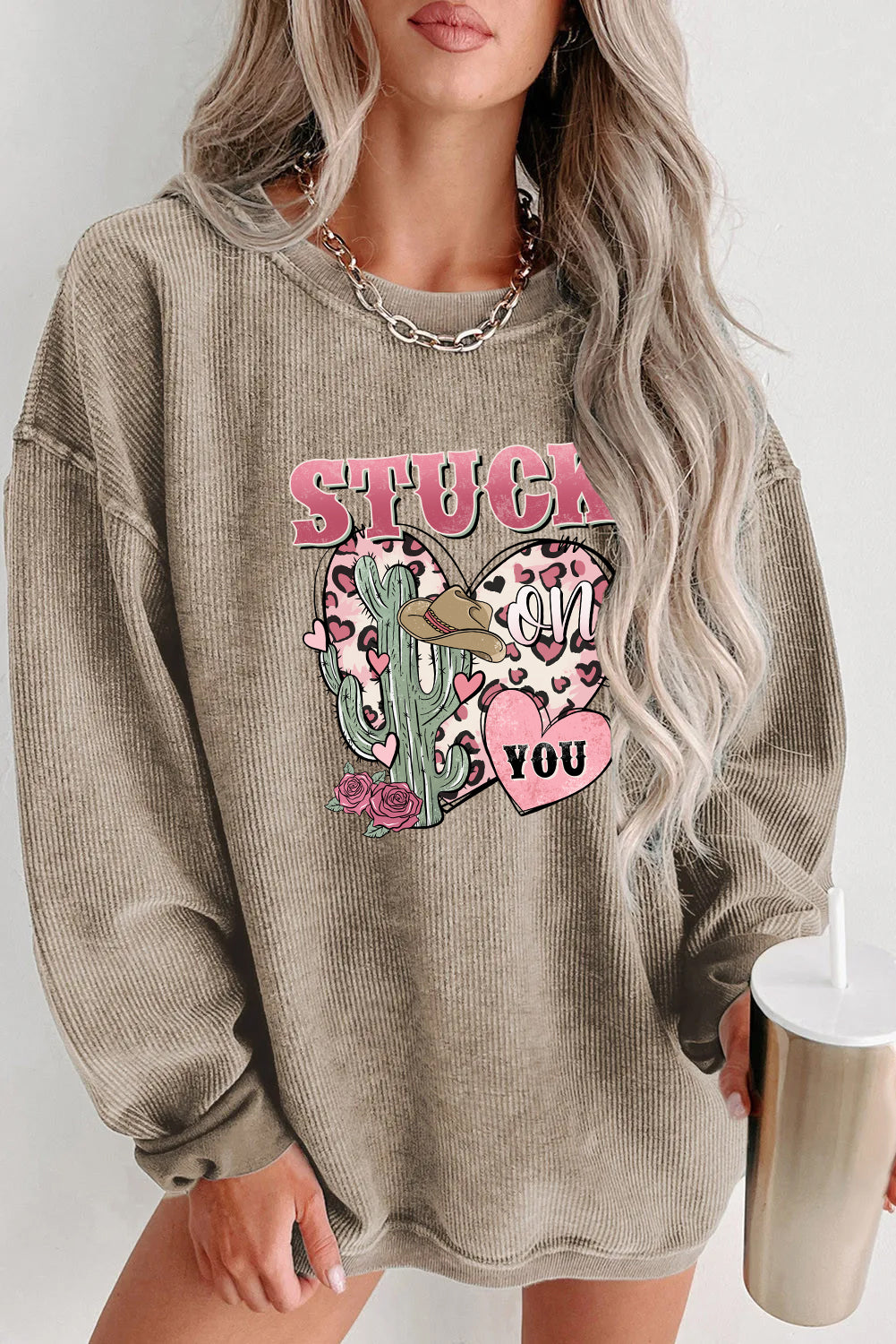 Valentine's Day Stuck On You Heart Graphic Sweatshirt