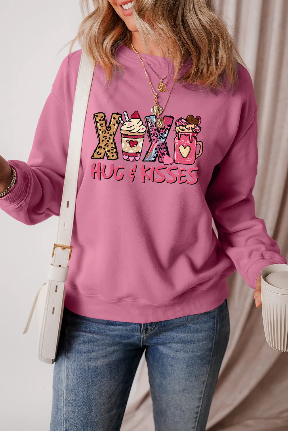 Valentine’s Day XOXO Hug and Kisses Graphic Sweatshirt