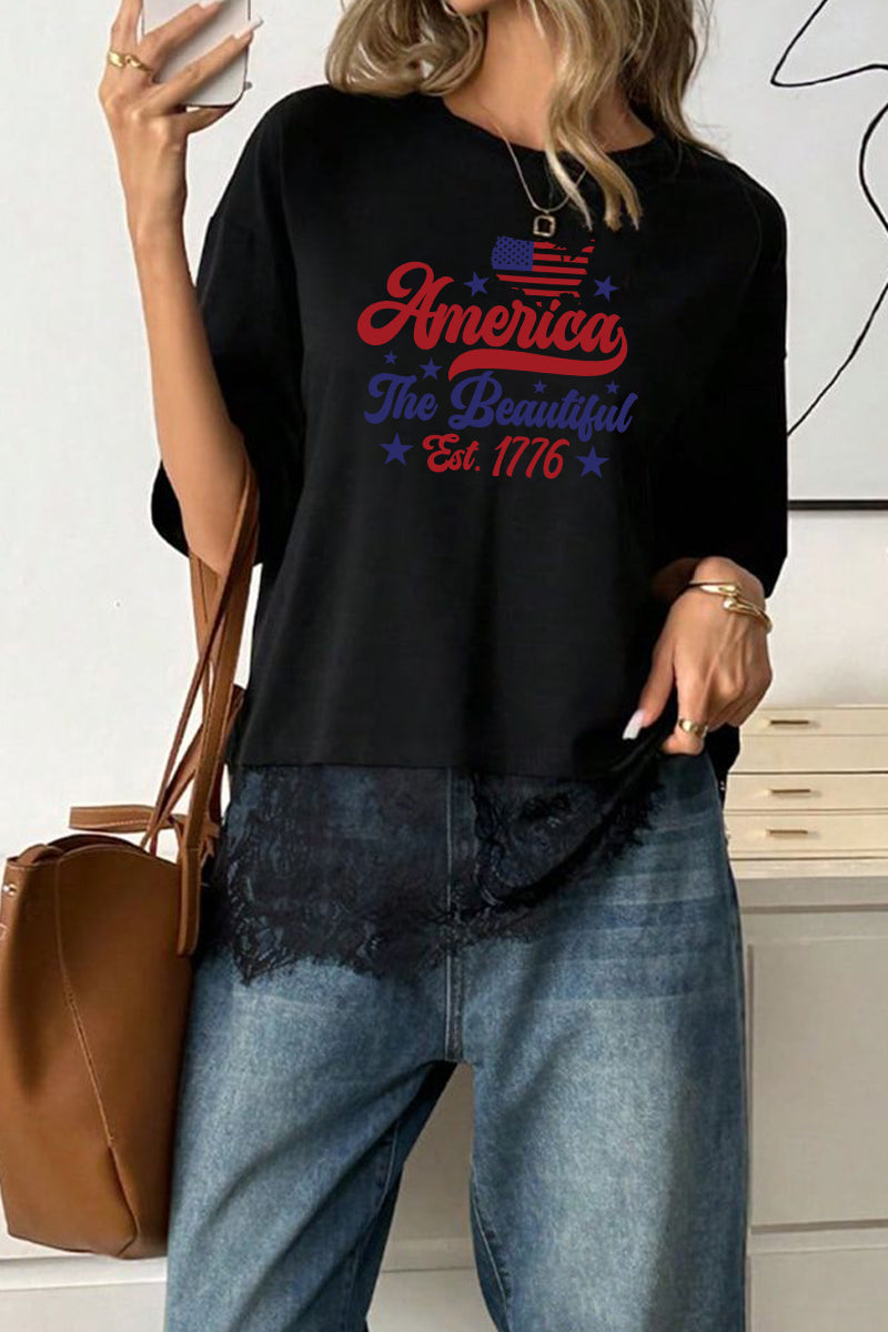 America The Beautiful Tee Patriotic 4th July Top