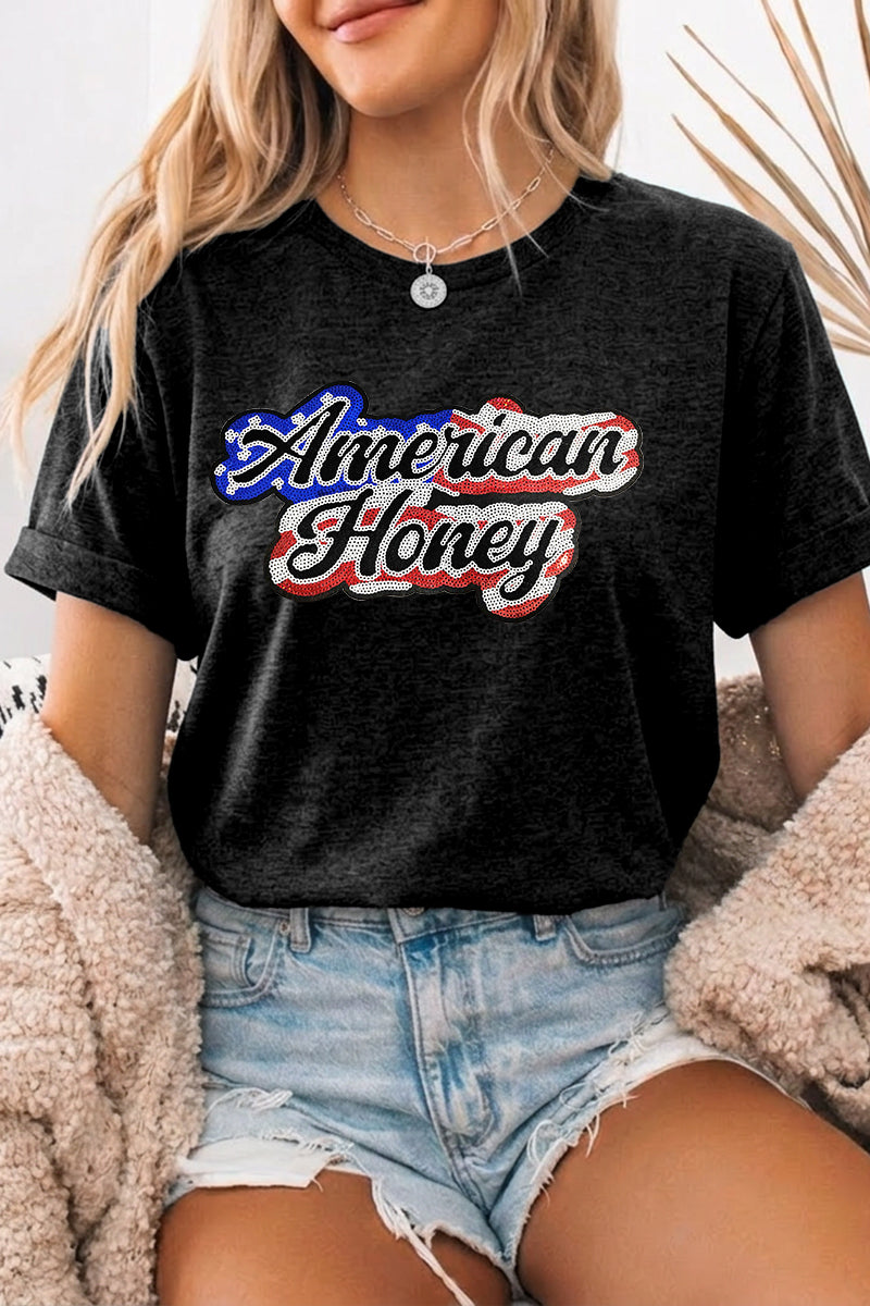 July 4th American Honey Graphic T Shirt Women