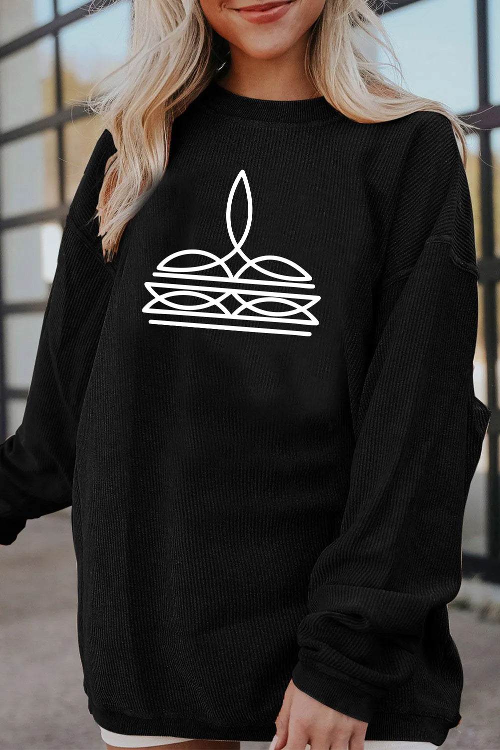 Western Minimal Line Art Casual Sweatshirt