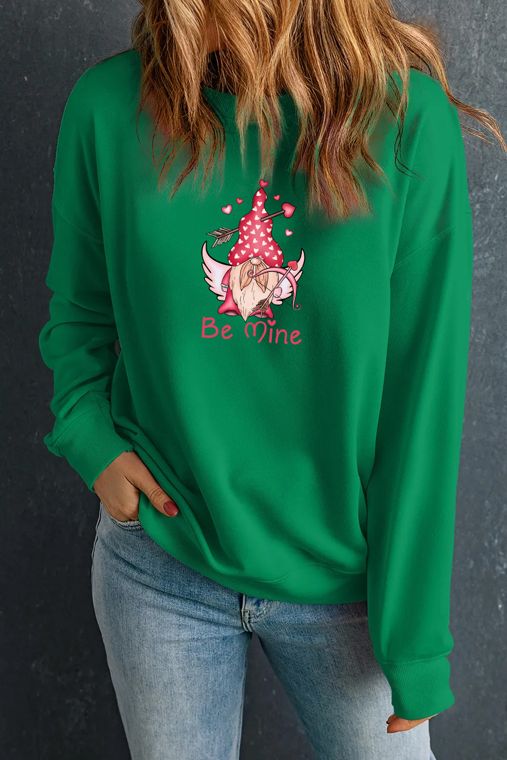 Valentine’s Day “Be Mine” Cupid Graphic Oversized Sweatshirt