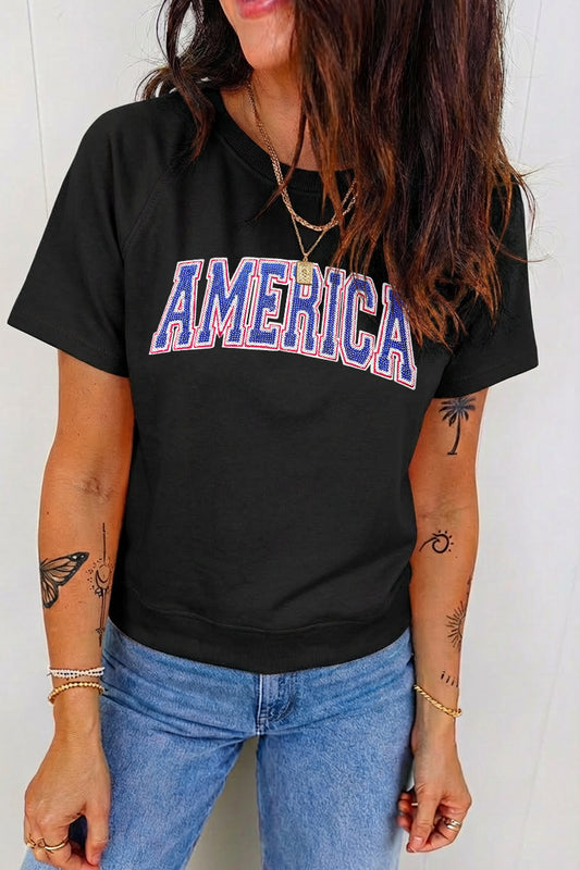 Independence Day America Letter Graphic Tee Top