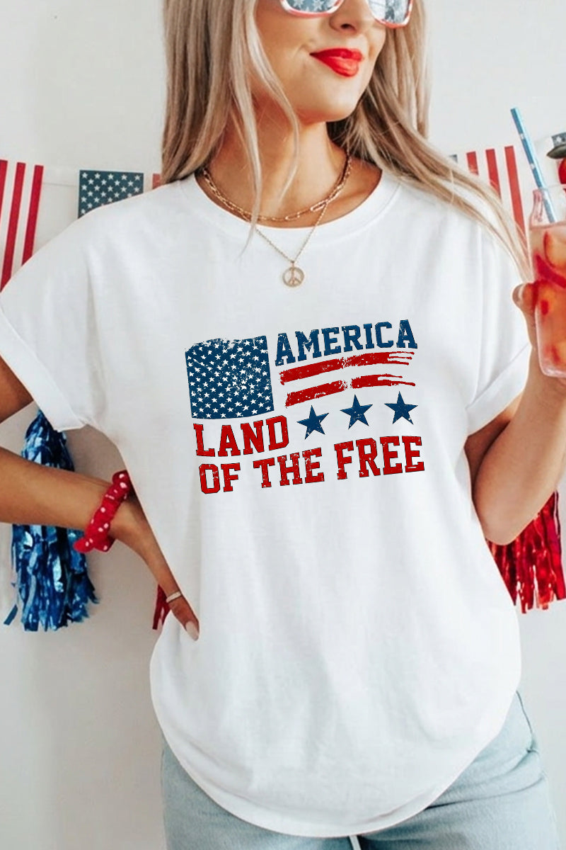 Women 4th of July America Land of the Free T Shirt