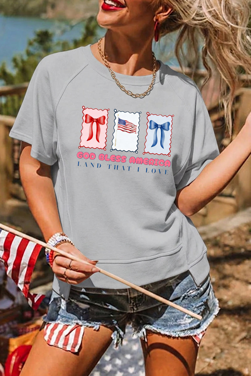 July 4th USA Flag Graphic T Shirt Women Casual