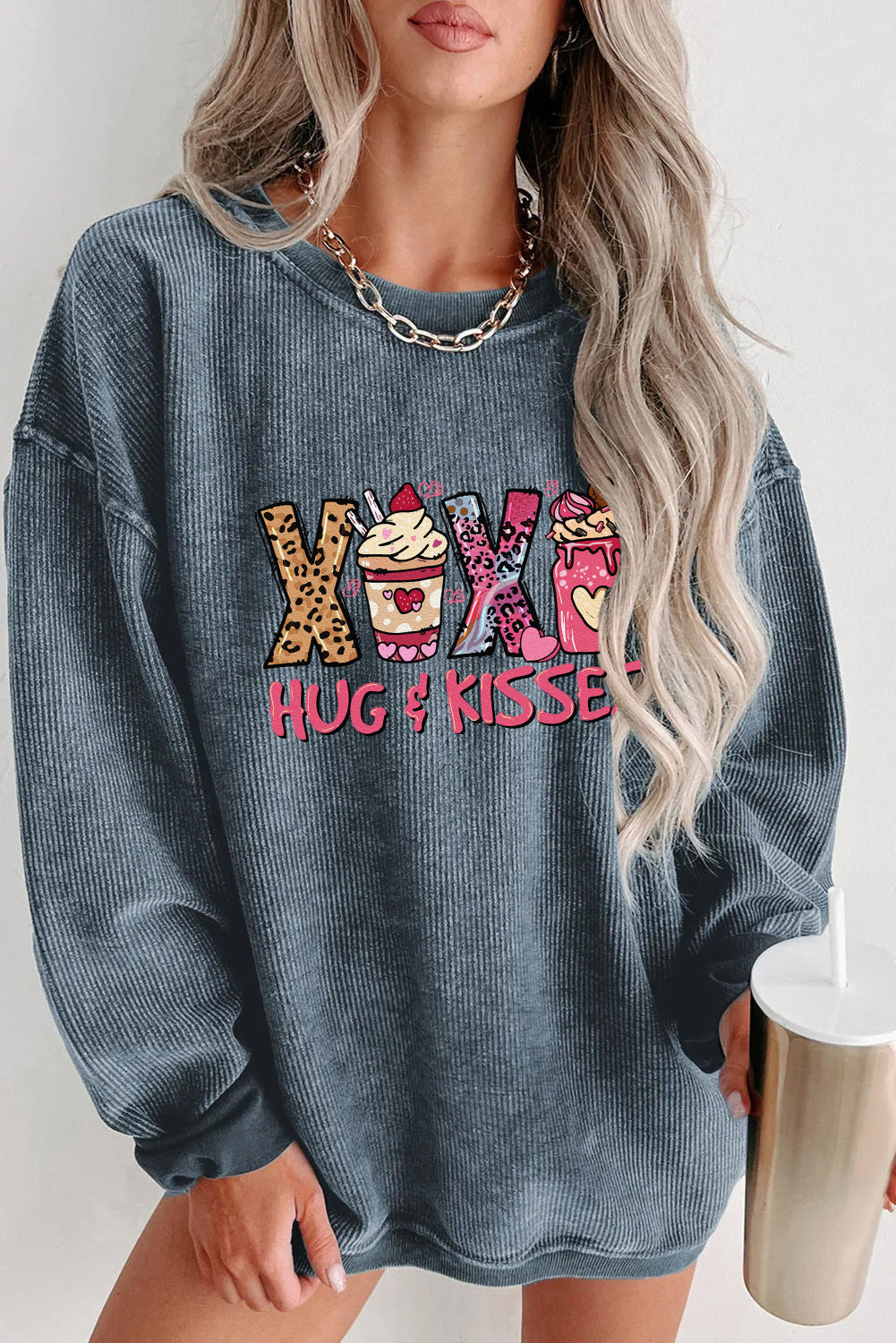 Valentine's Day XOXO Hugs and Kisses Graphic Sweatshirt