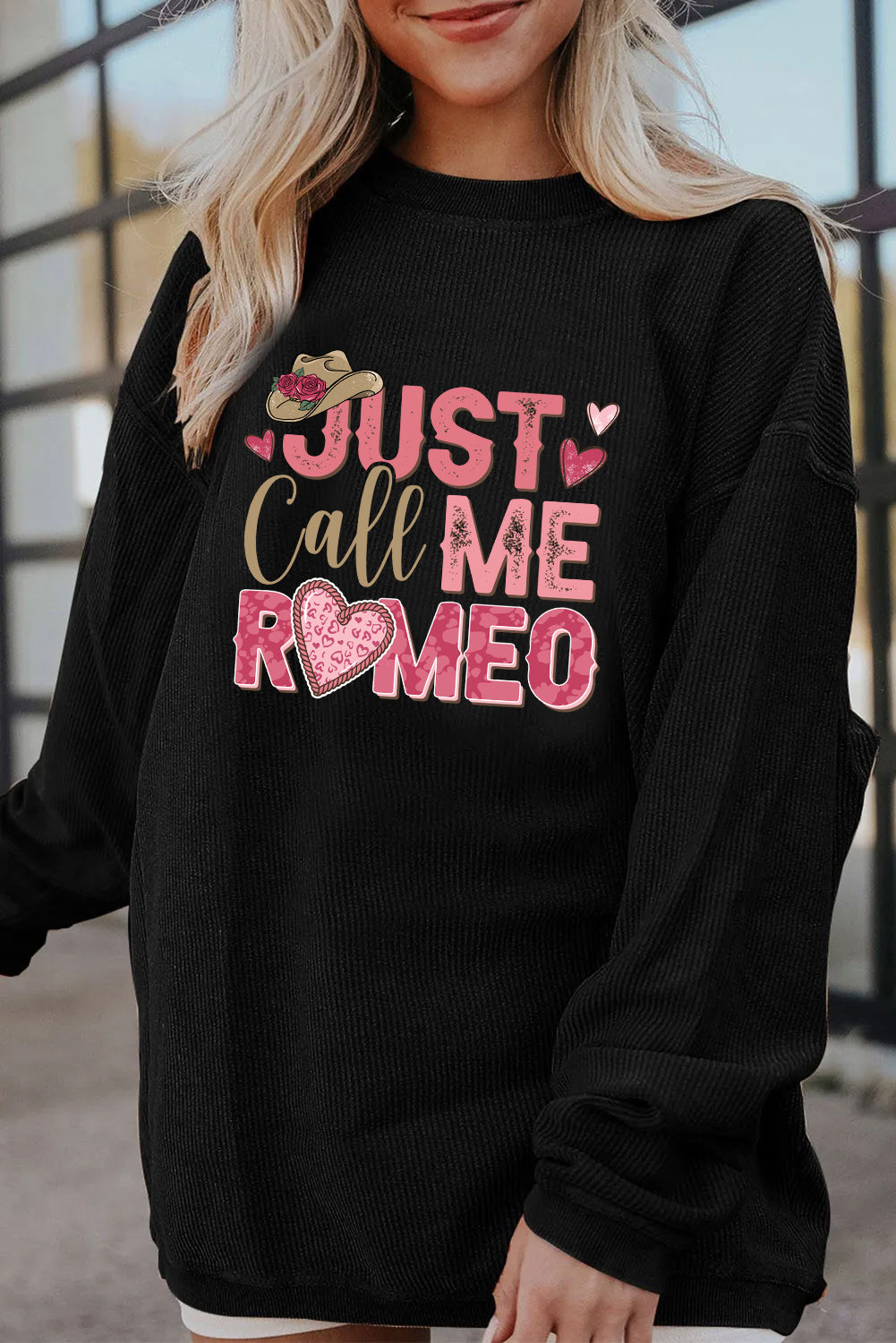 Valentine’s Day Just Call Me Romeo Graphic Sweatshirt