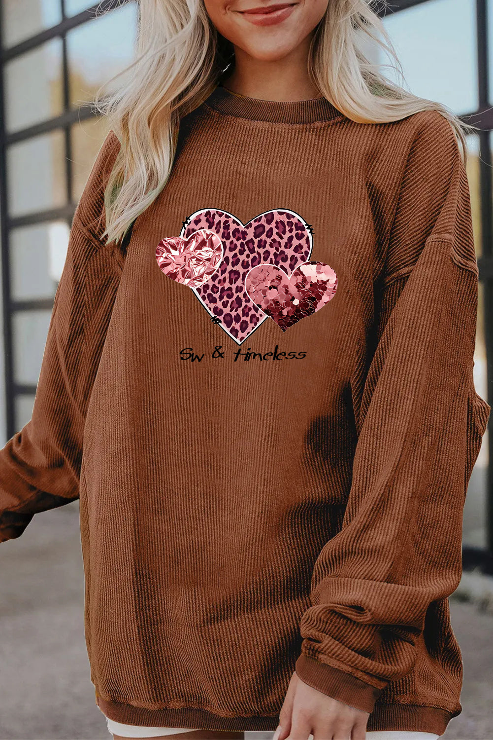 Valentine’s Day Leopard Heart Love Graphic Sweatshirt