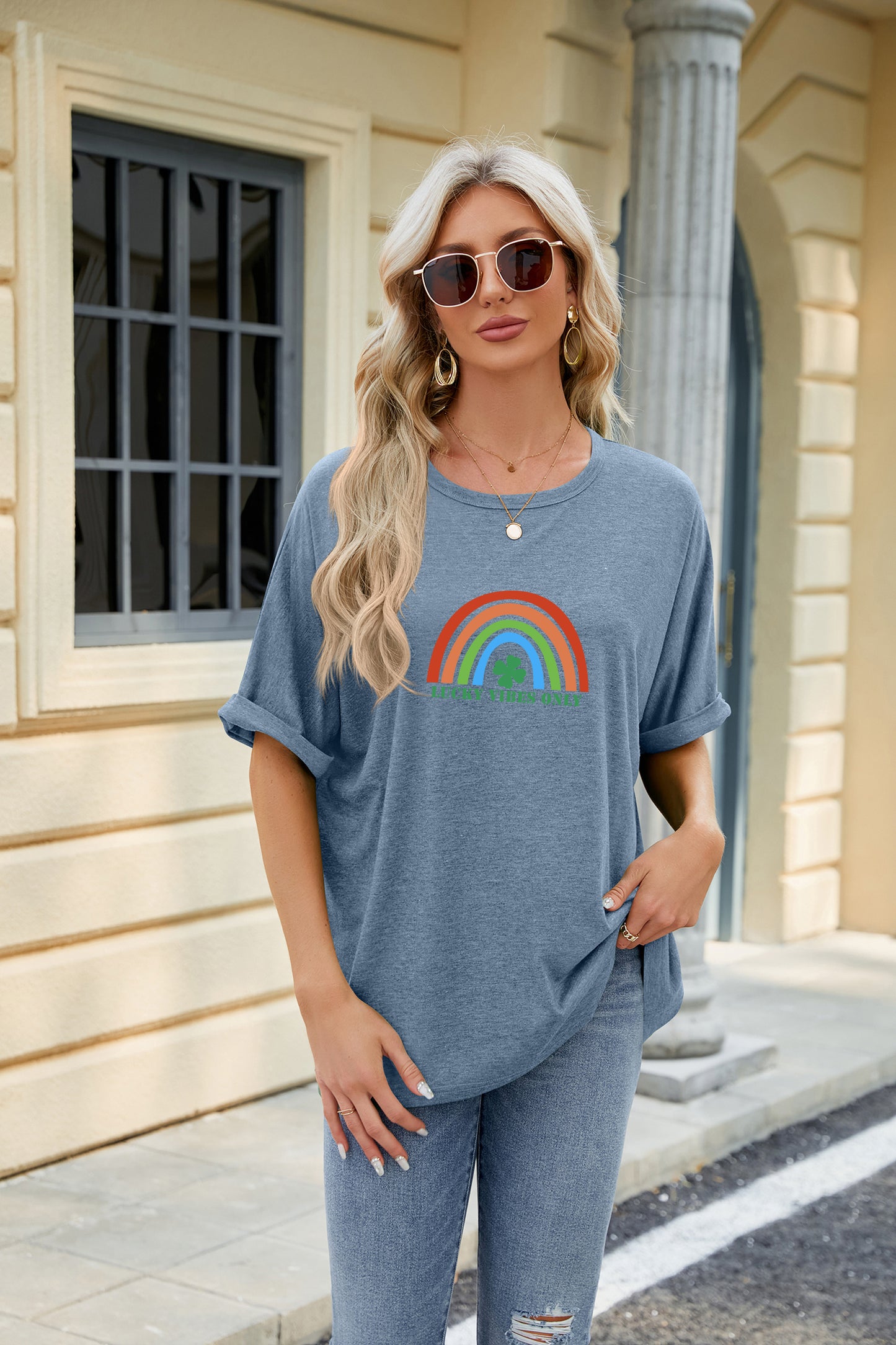 St Patrick’s Day Lucky Clover Rainbow Graphic Tee