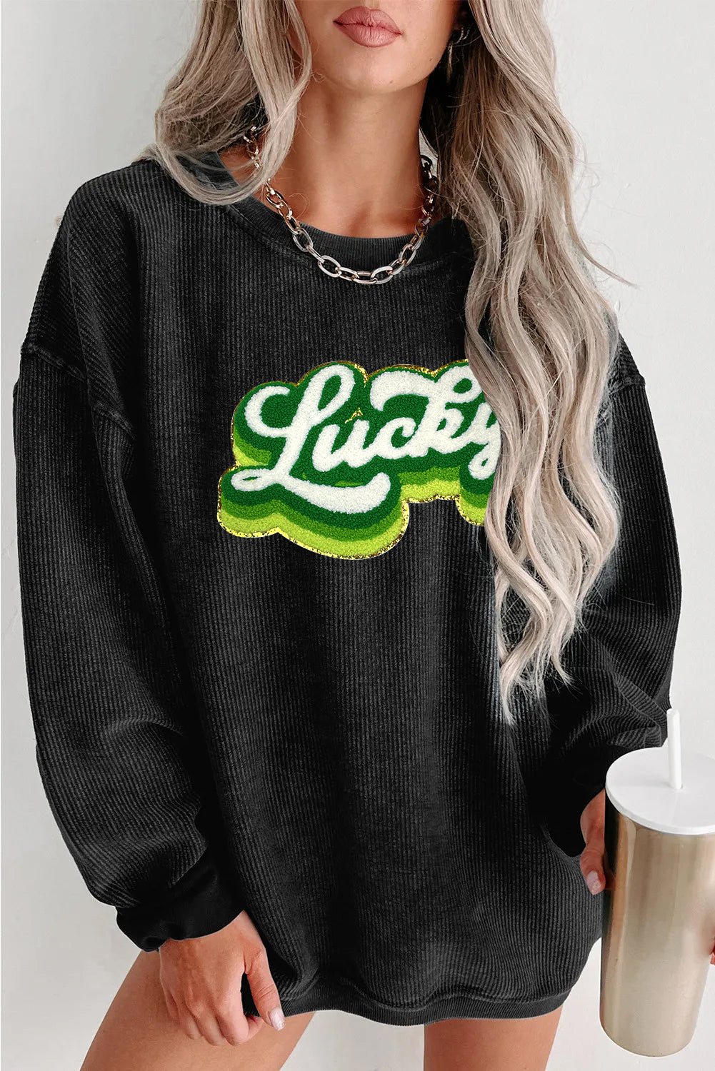 Saint Patrick’s Day Sequin Lucky Graphic Sweatshirt