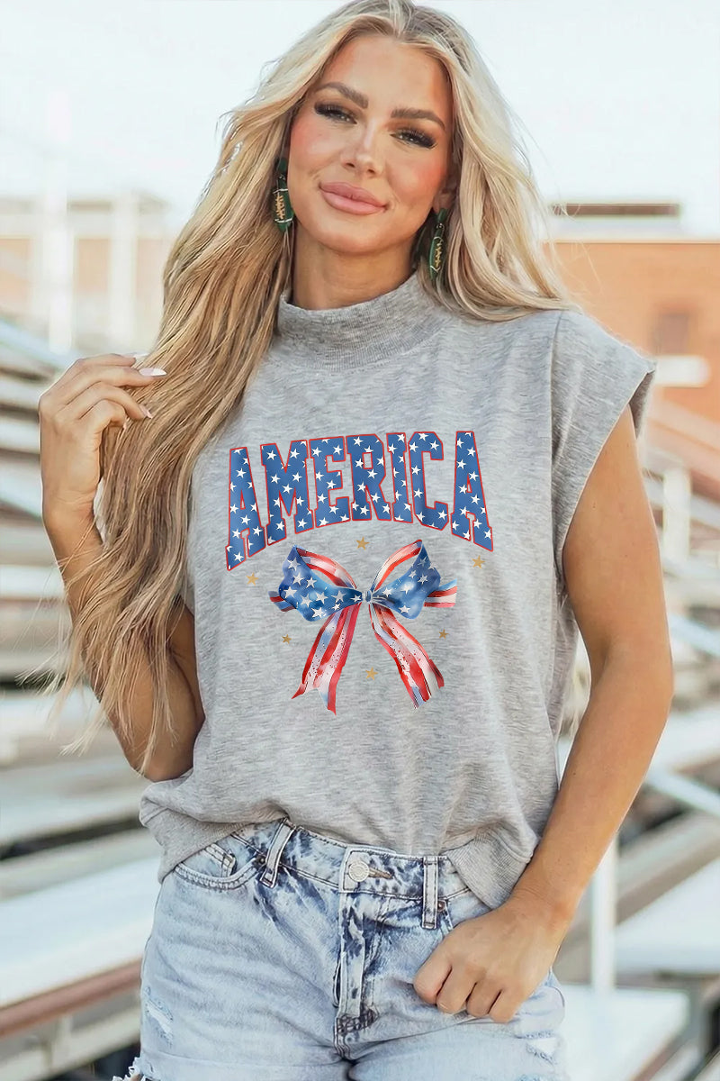 Patriotic Cotton Graphic Tee Casual USA Muscle Top