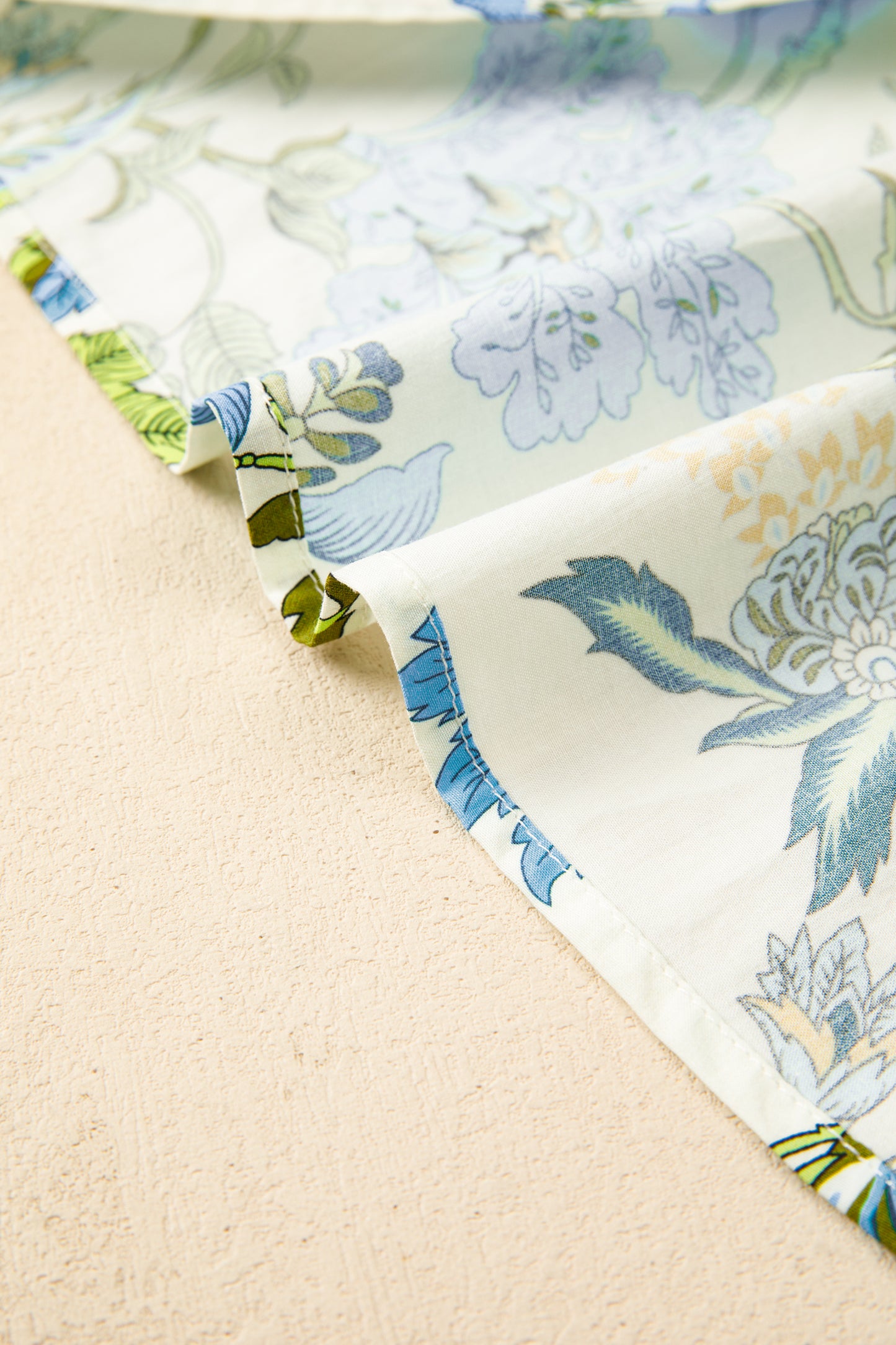 Sky Blue Plus Size Frilled V Neck Short Sleeve Floral Blouse