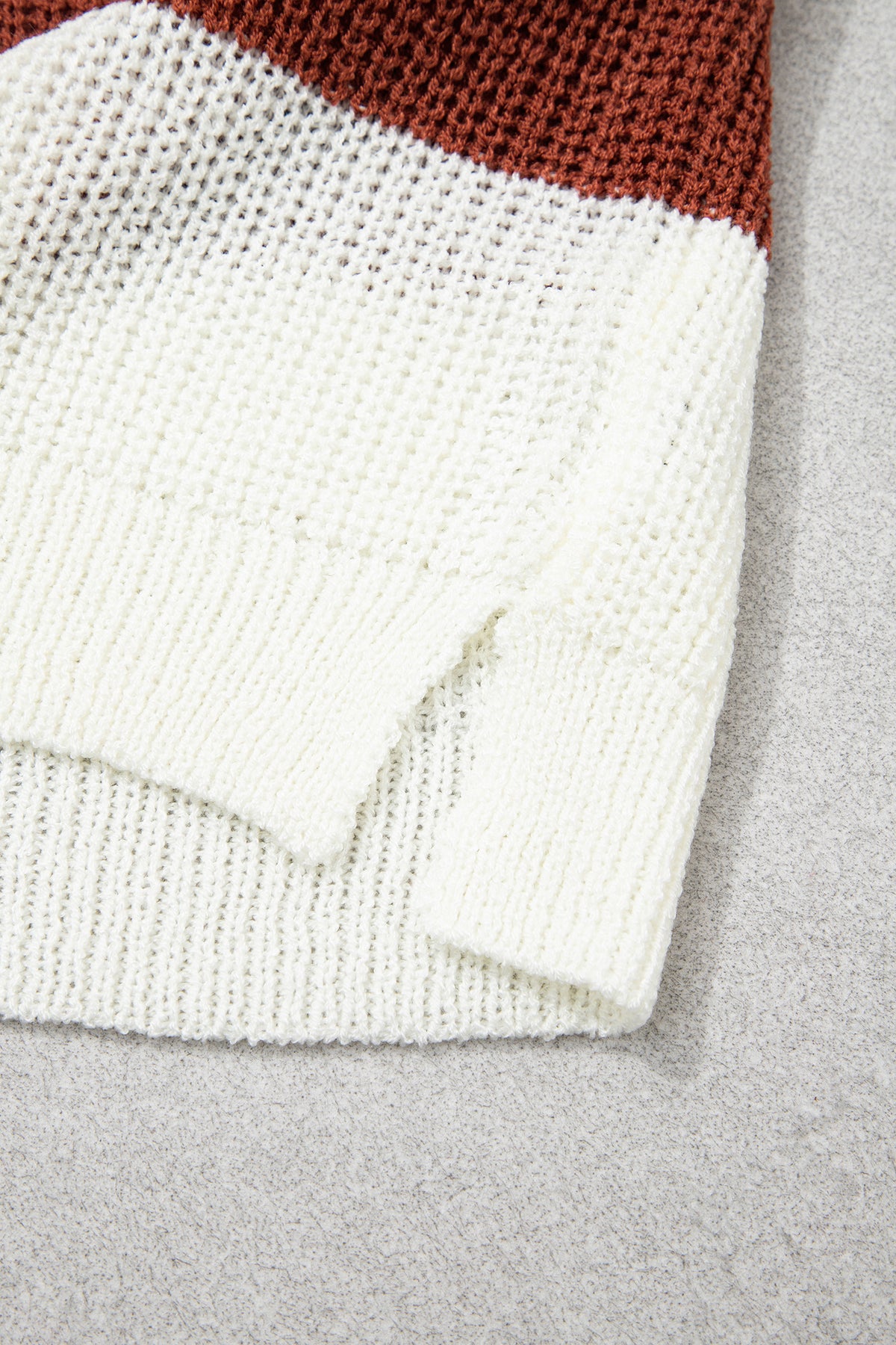 Blue Stripe Striped Colorblock Knit V Neck Short Sleeve Loose Sweater