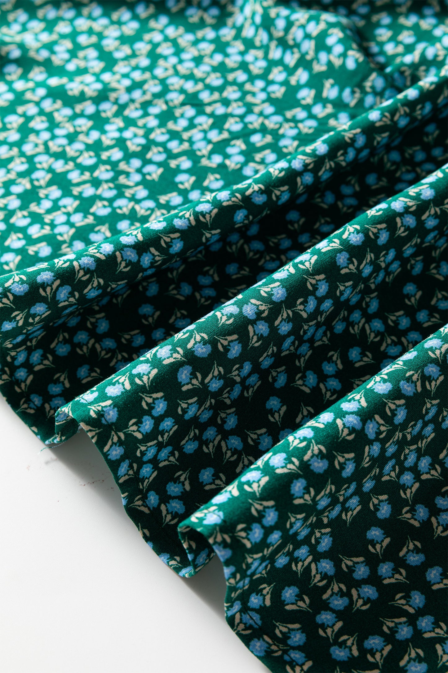 Green Boho Chic Notched V Neck Plus Floral Short Sleeve Top