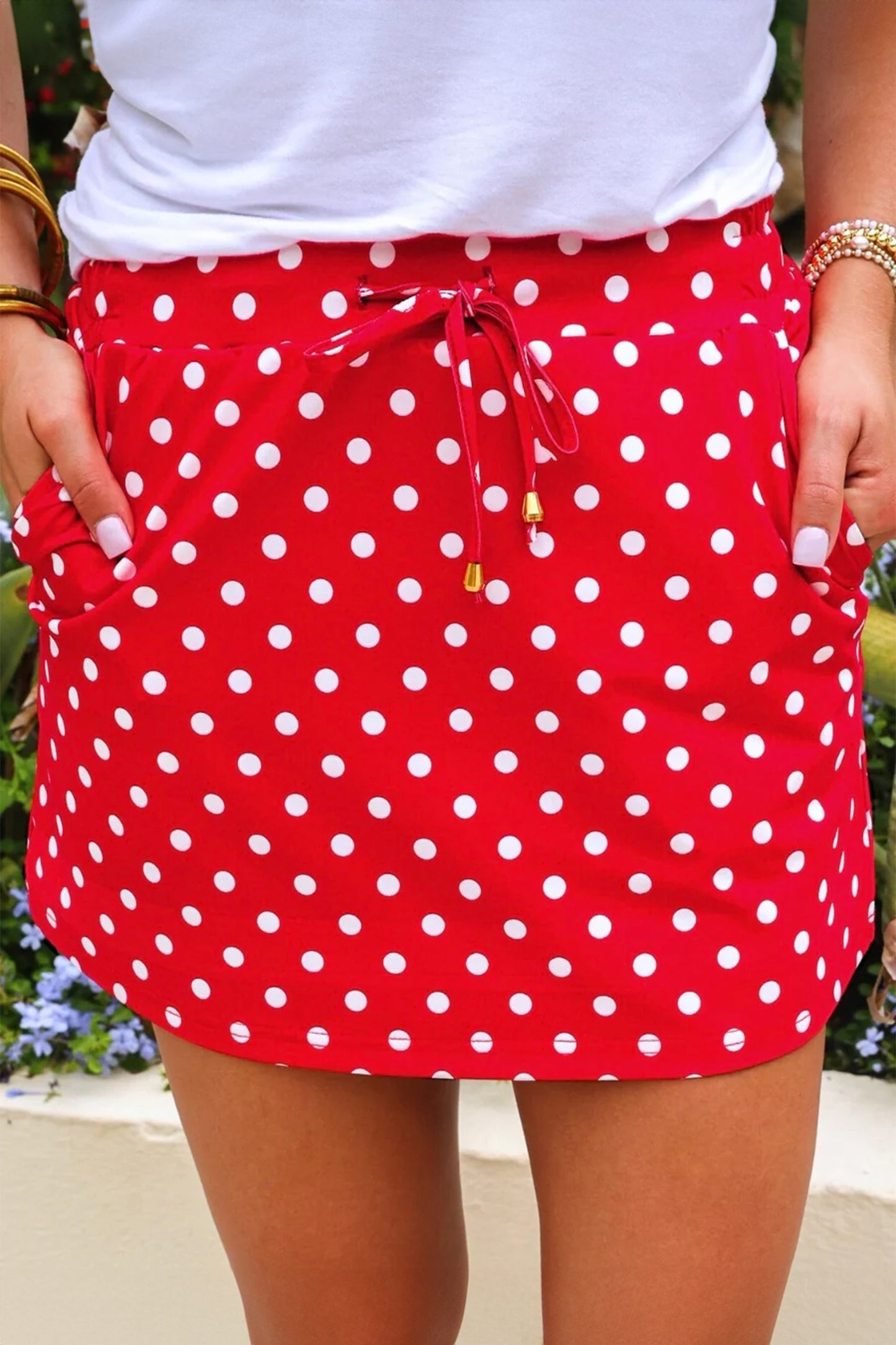 Polka Dot Skort High Waist Casual Mini Skirt