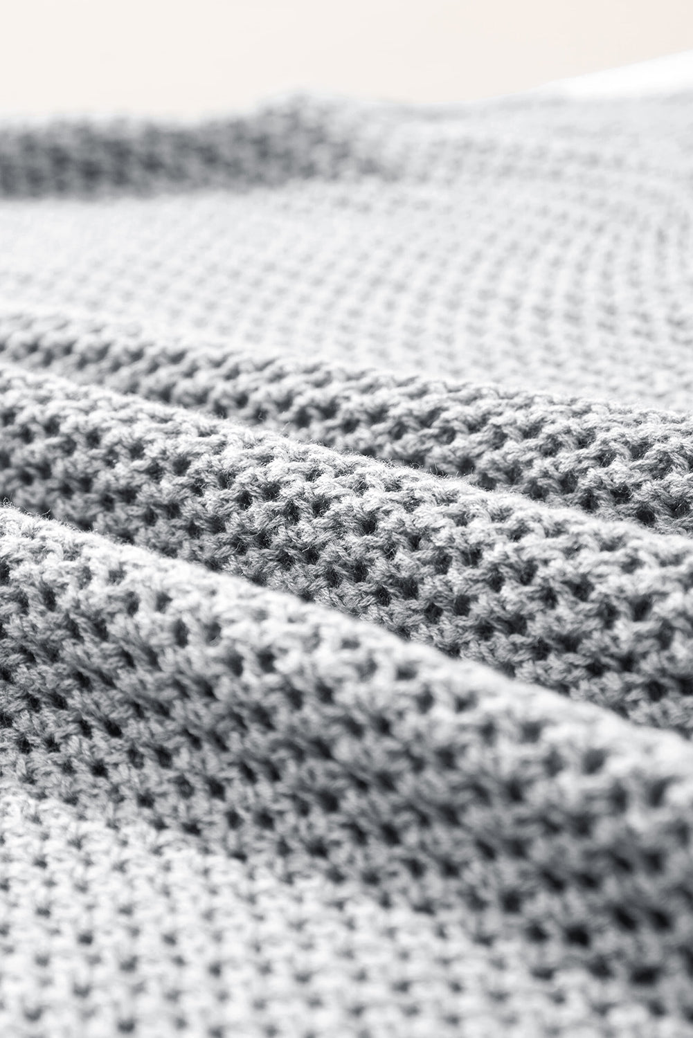 Light Pink Big Flower Hollowed Knit Drop Shoulder Sweater