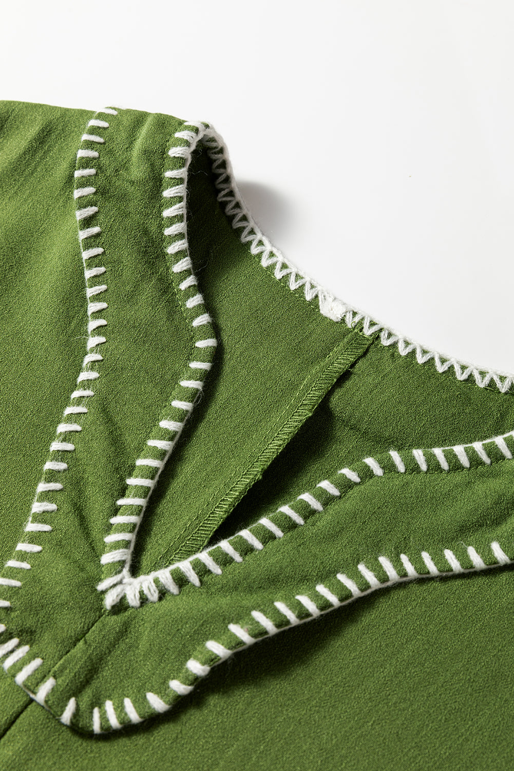 Black Contrast Stitched V Neck 3/4 Sleeve Tiered Mini Dress