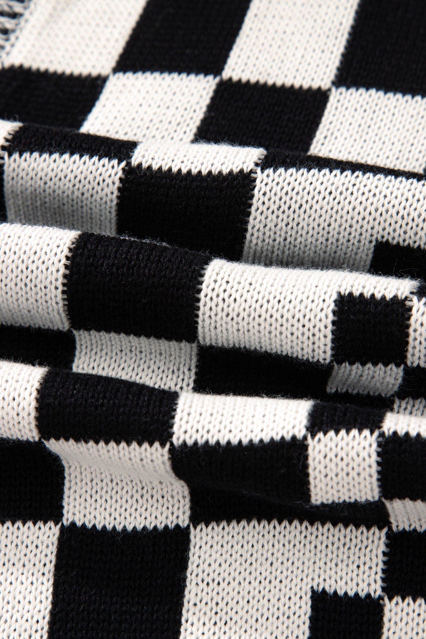 Orange Checkered Bubble Sleeve Drop Shoulder Open Cardigan