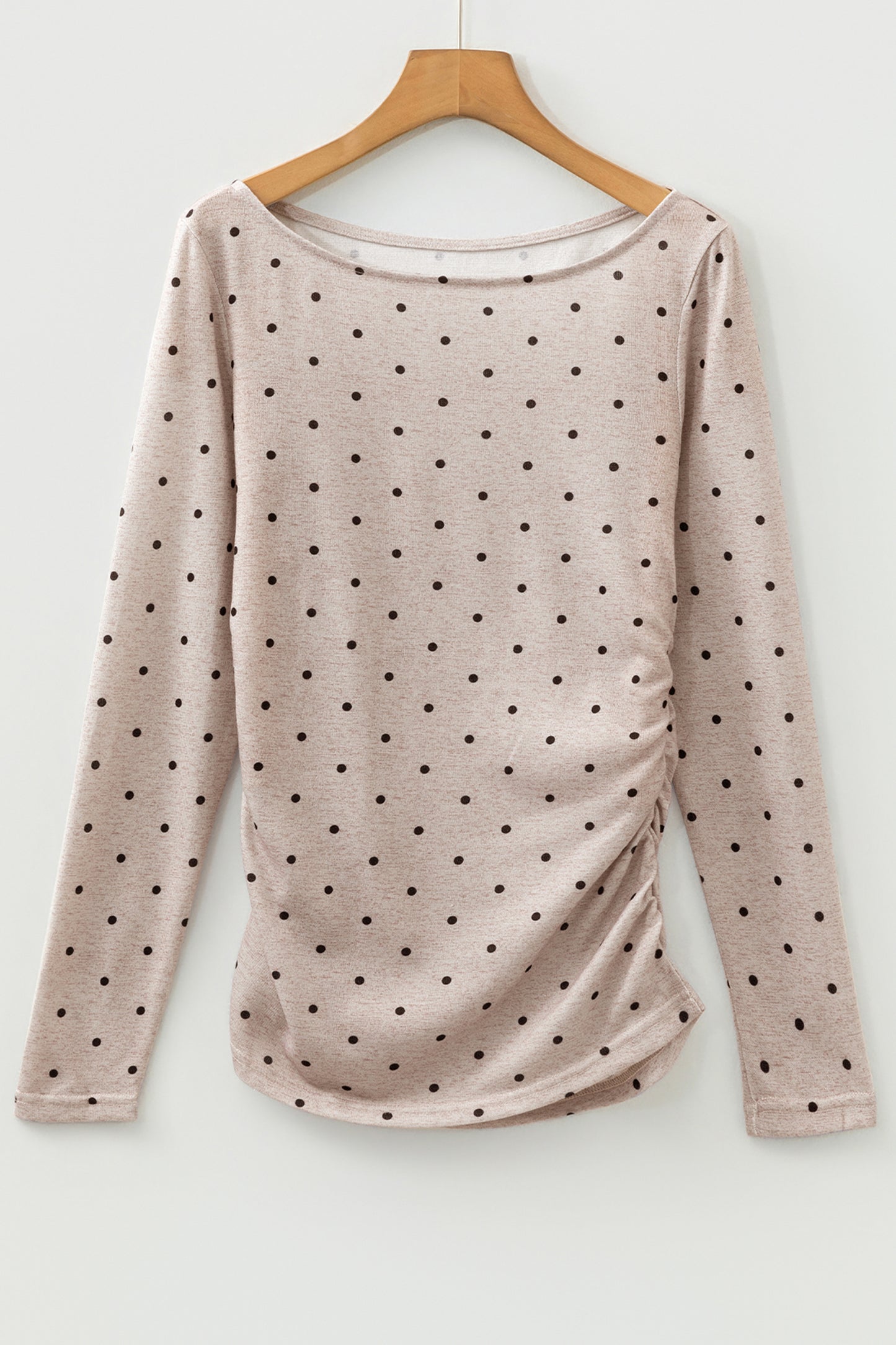 Purple Polka Dot Boat Neck Knit Long Sleeve T Shirt
