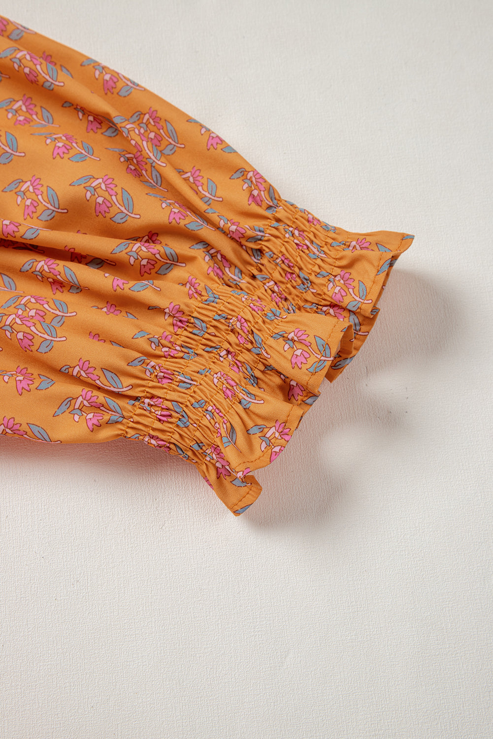 Floral Mixed Patchwork Tassel Tie Plus Size Midi Dress