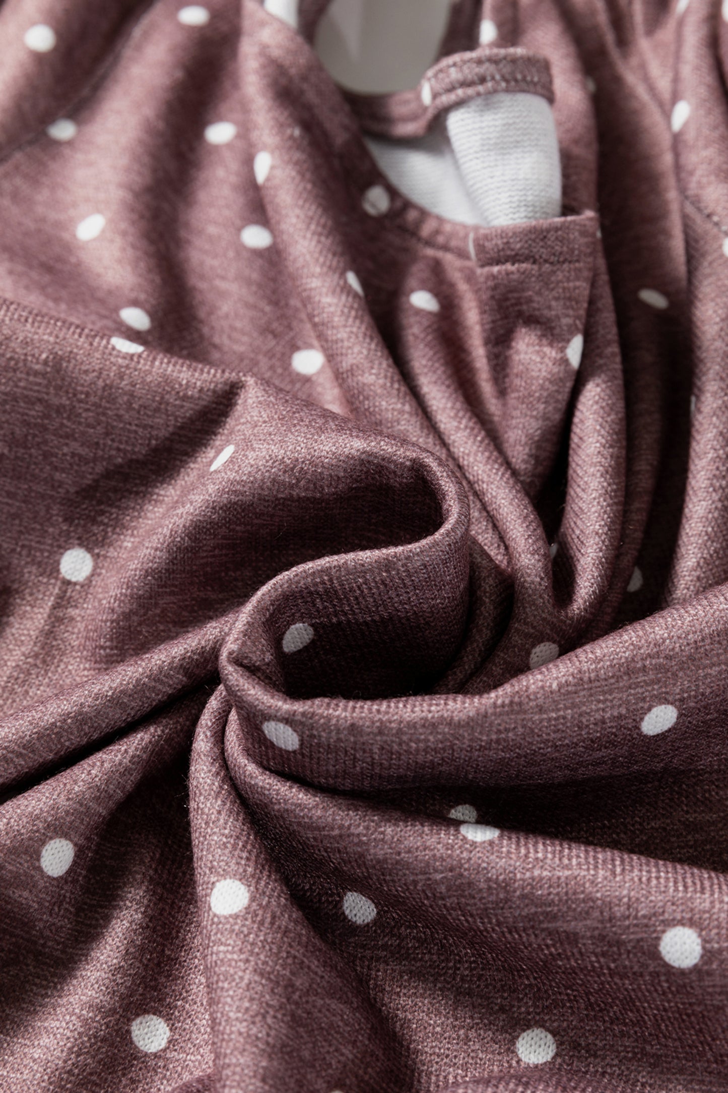 Purple Polka Dot Boat Neck Knit Long Sleeve T Shirt