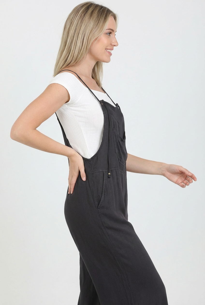 Denim Flare Leg Sleeveless Overall Jumpsuit