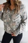 Multicolour Abstract Print Hooded Long Sleeve Zip-up Sweatshirt