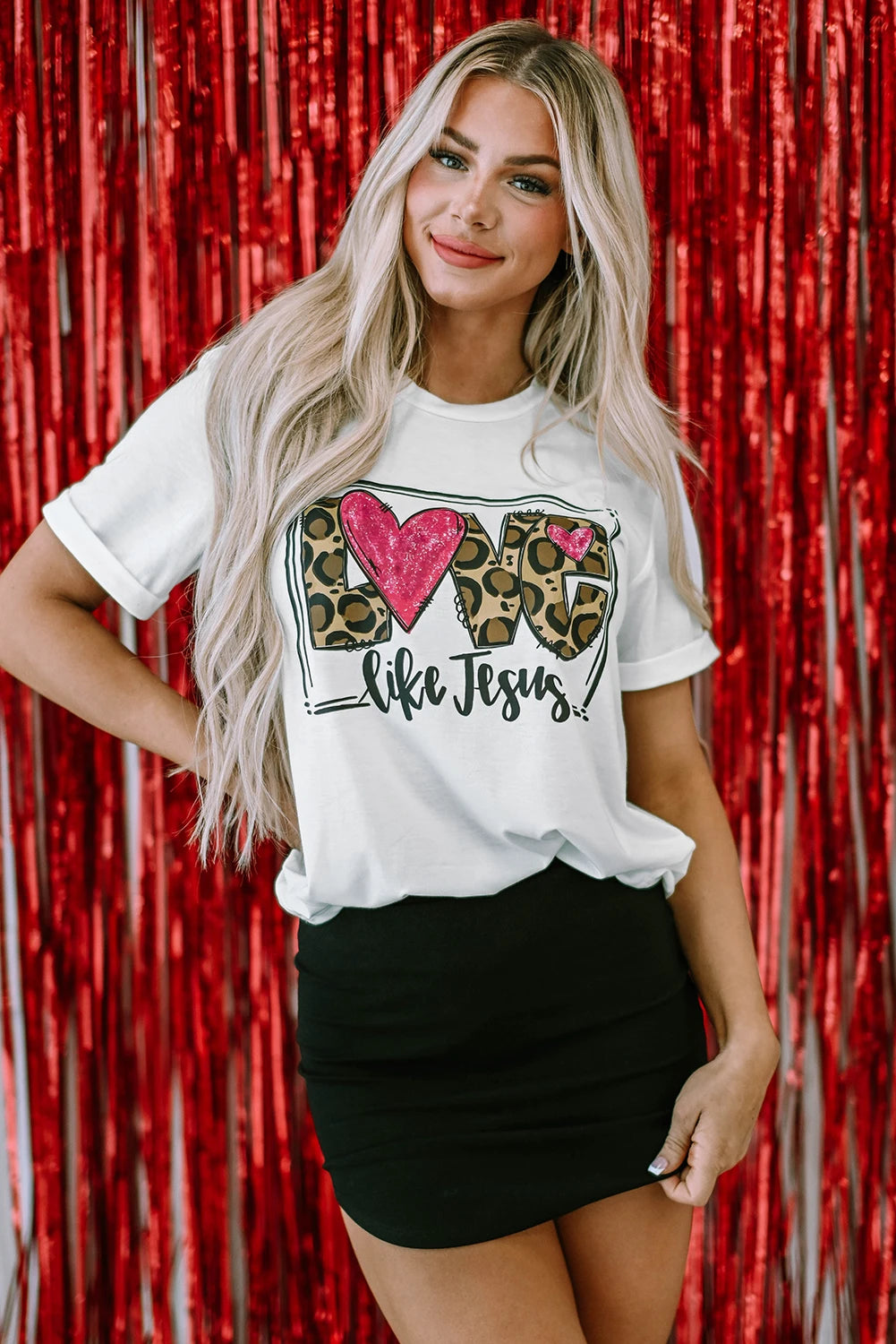 White LOVE Like Jesus Graphic Crew Neck Tee