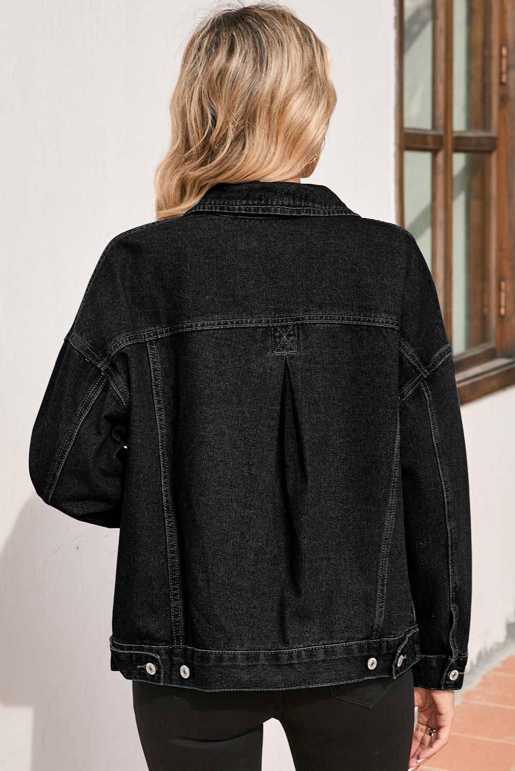 Washed Oversize Pocketed Denim Jacket