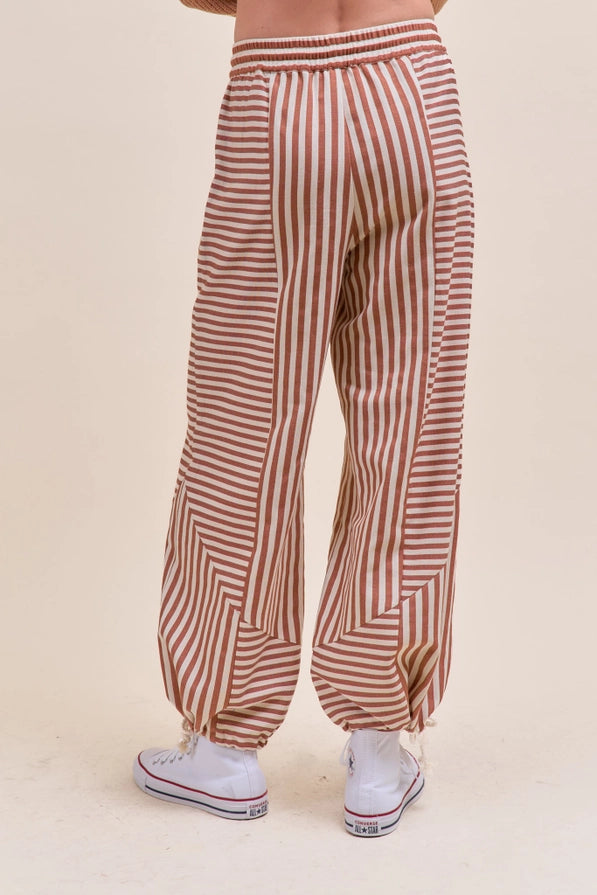 Mixed Stripe High Rise Parachute Pants