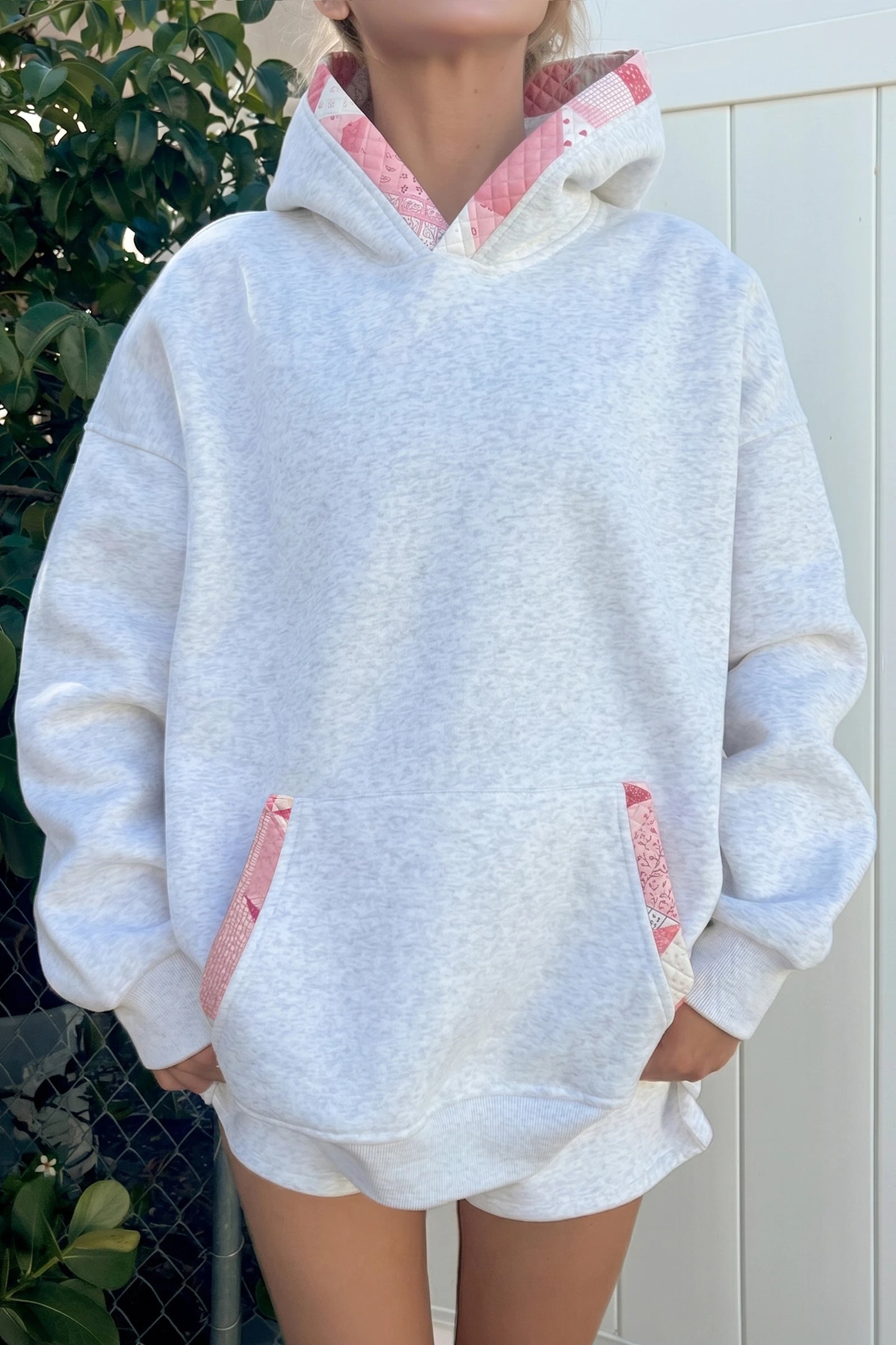 Patchwork Hoodie Long Sleeve Casual Shift Silhouette One Piece