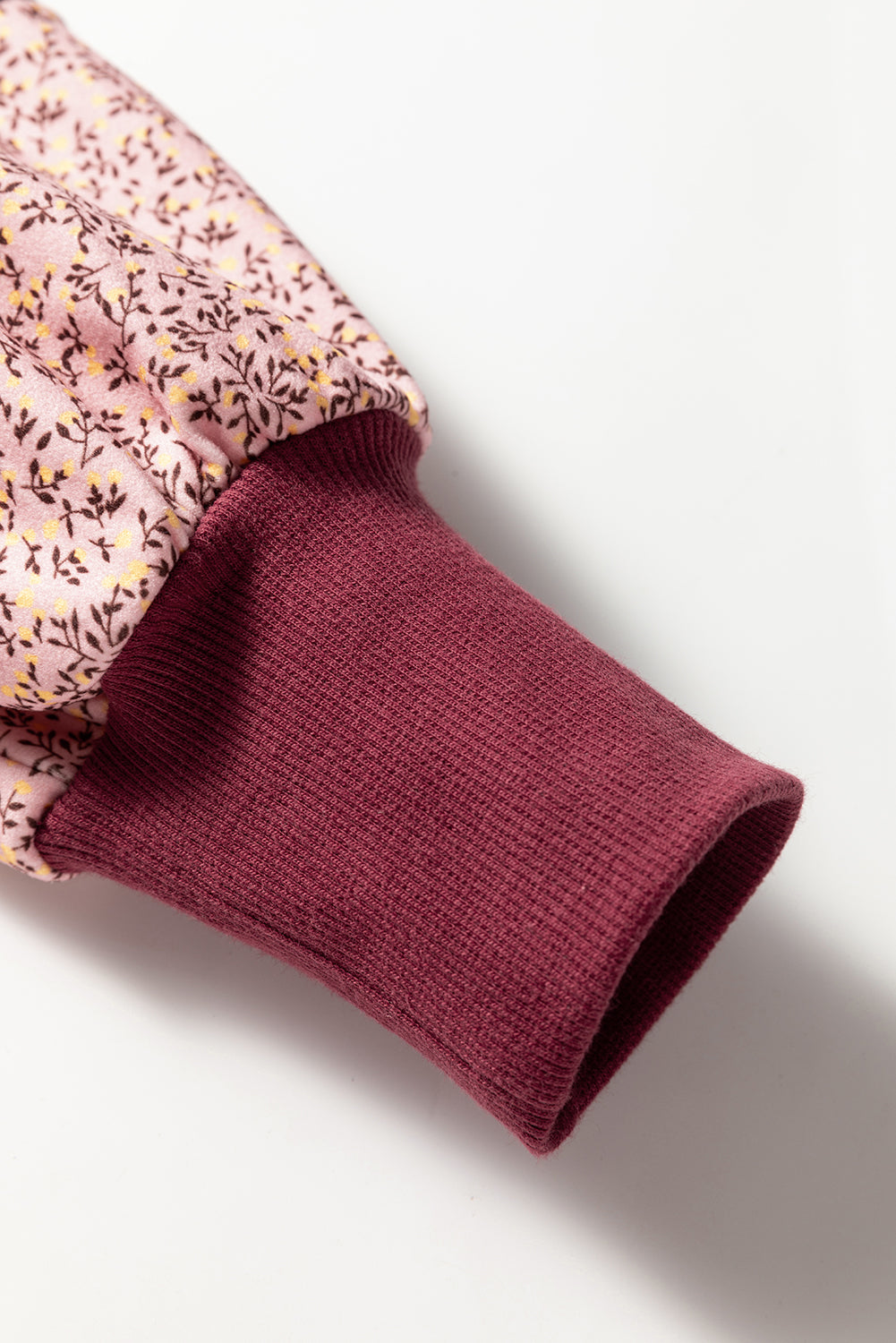 Smoke Gray Plaid Colorblock Patchwork Sleeve Raw Seam Sweatshirt