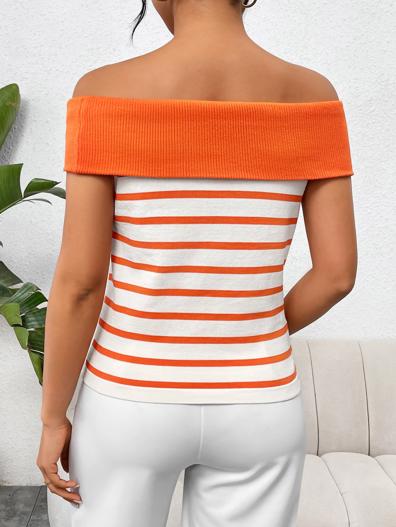 Long Sleeve Striped Pullover Women's Knit Sweater