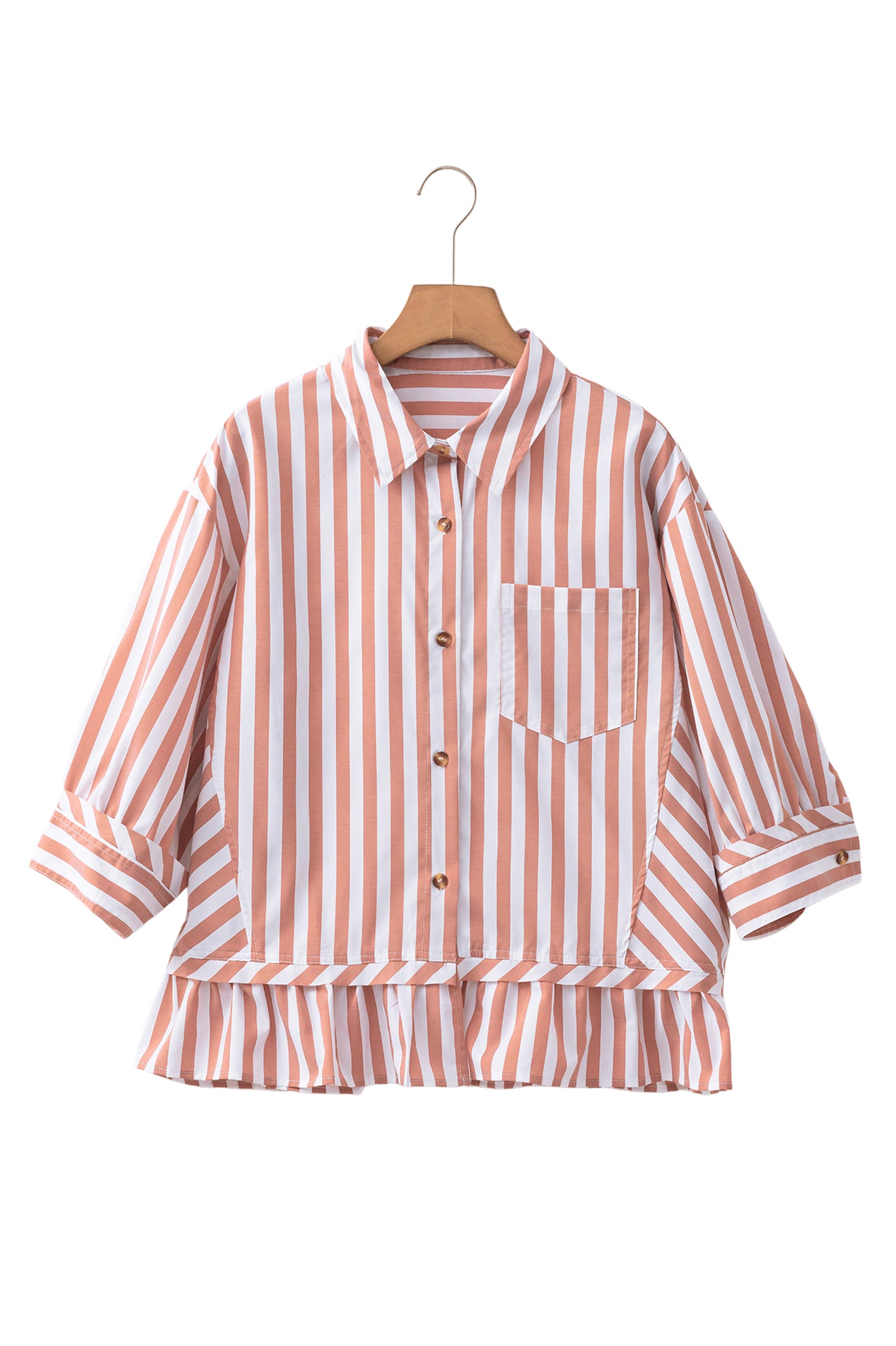 Striped Blouse Casual Peplum Boutique Shirt