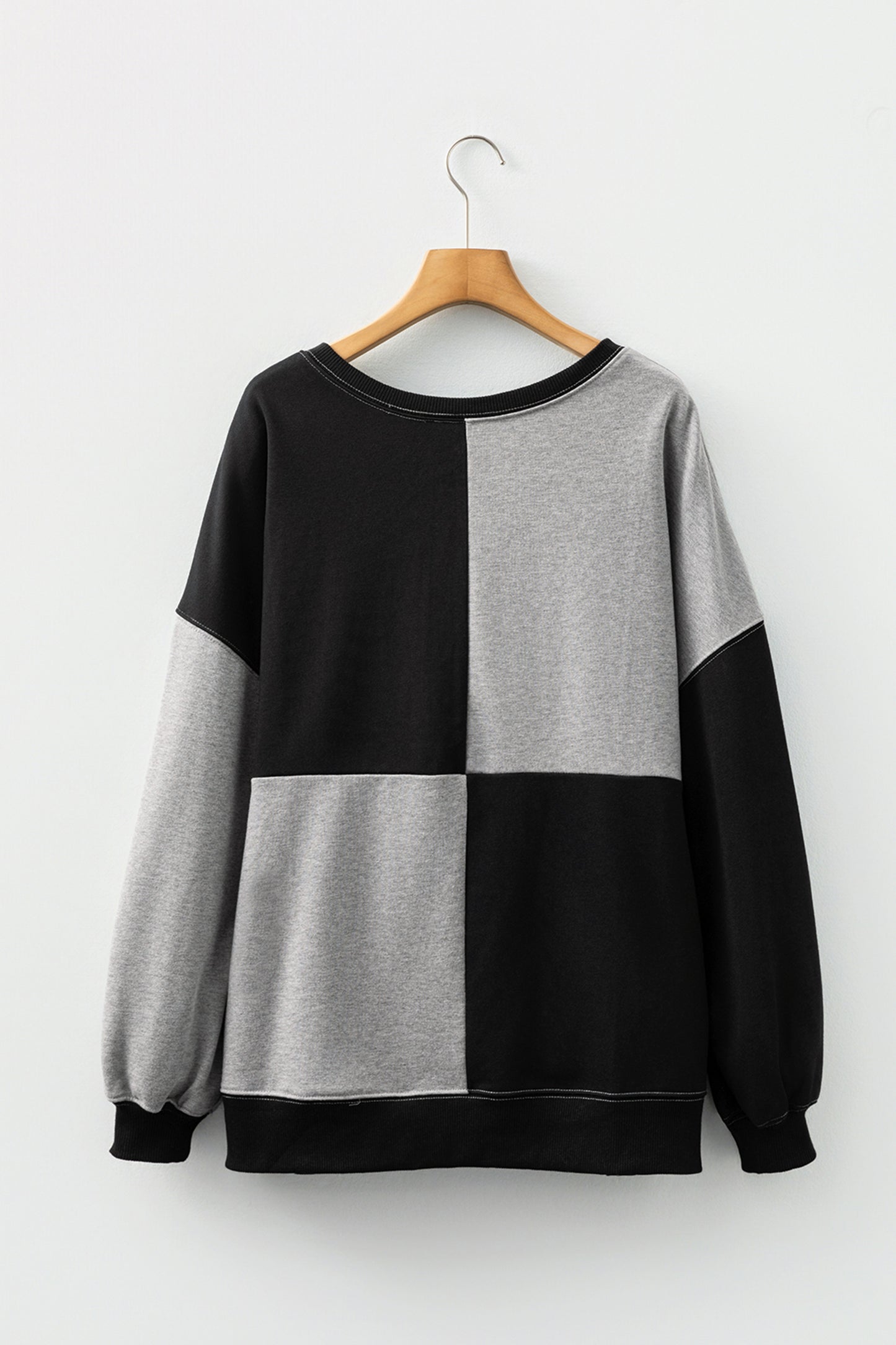 Parchment Colorblock Henley High Low Oversize Sweatshirt