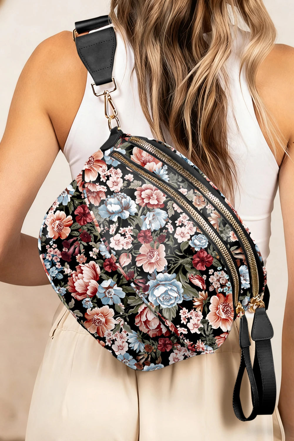 Christmas Theme Double Zip PU Leather Crossbody Bag