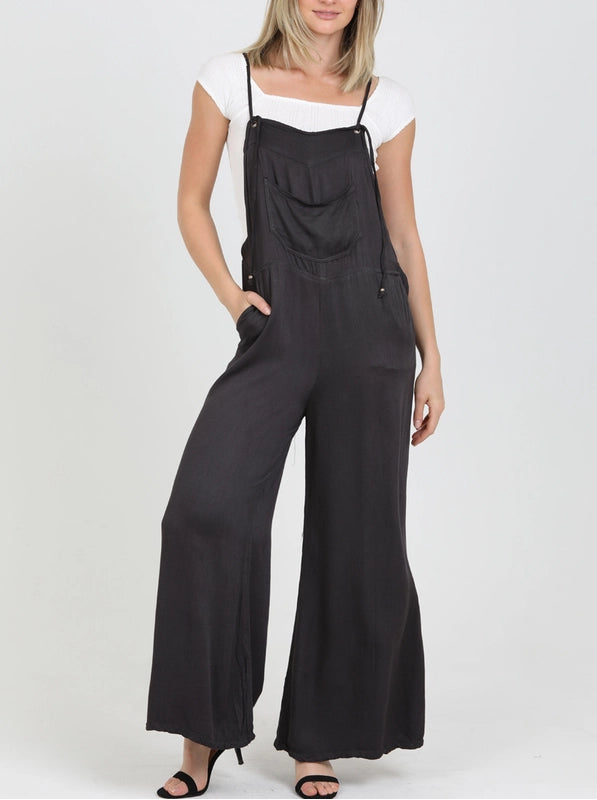 Denim Flare Leg Sleeveless Overall Jumpsuit