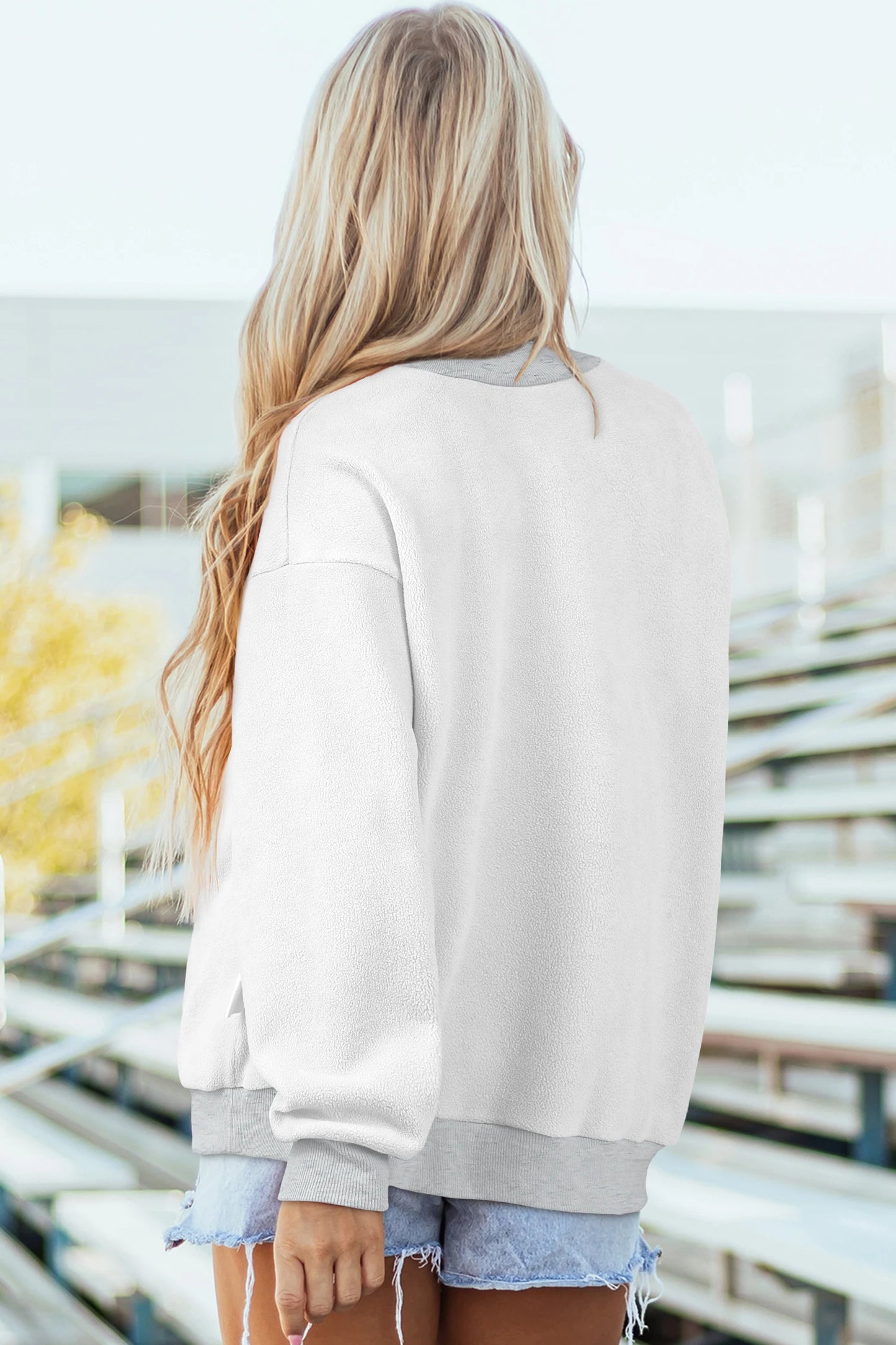 Light Grey ILLINOIS/ IL Double Side Printed Mock Neck Reversible Sweatshirt